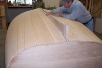 Sanding the hull.